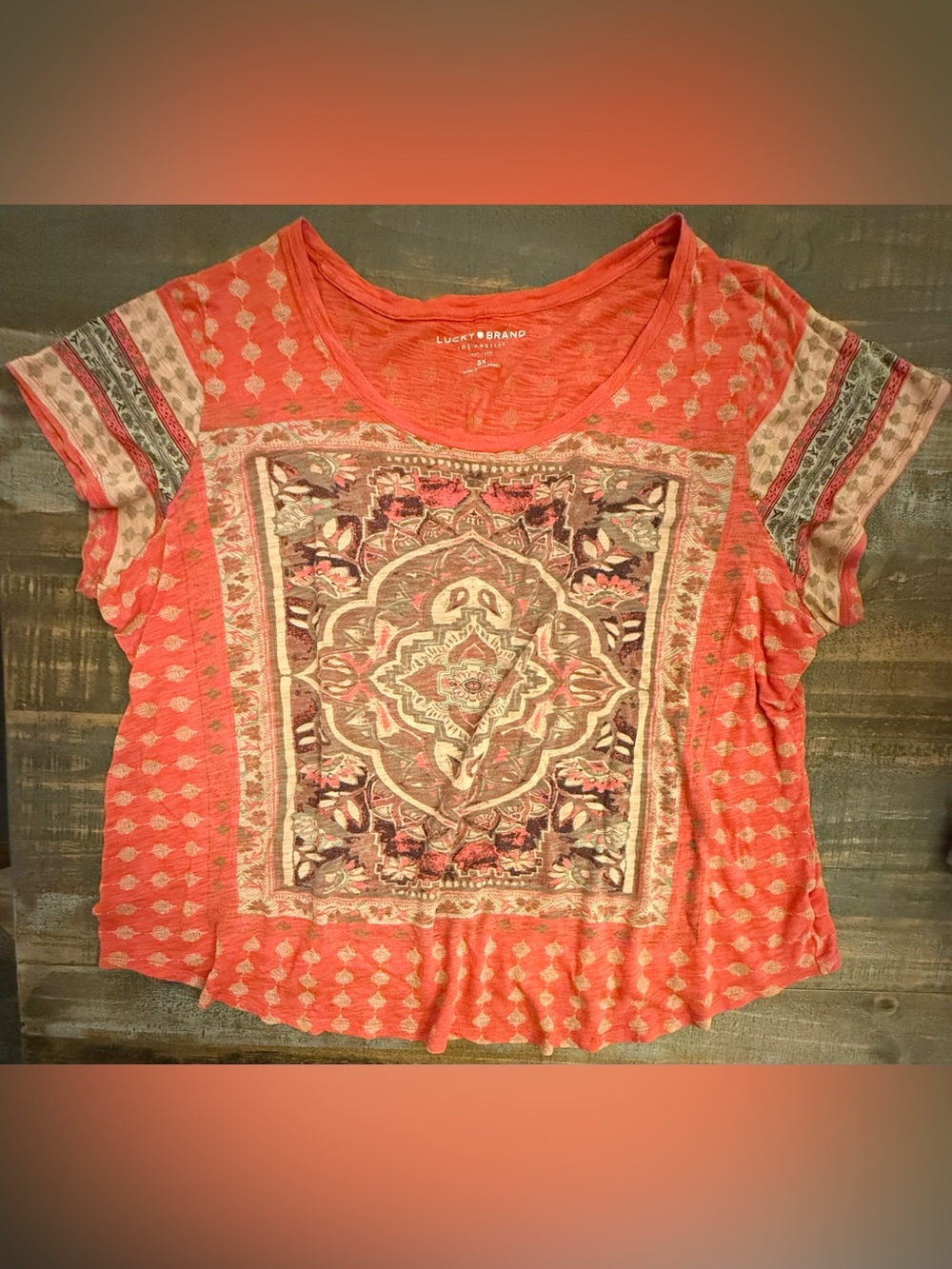 Lucky Brand Coral Medallion Short-Sleeve Tee